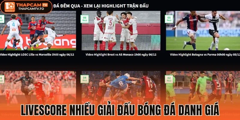 Livescore của rất nhiều bộ môn thể thao