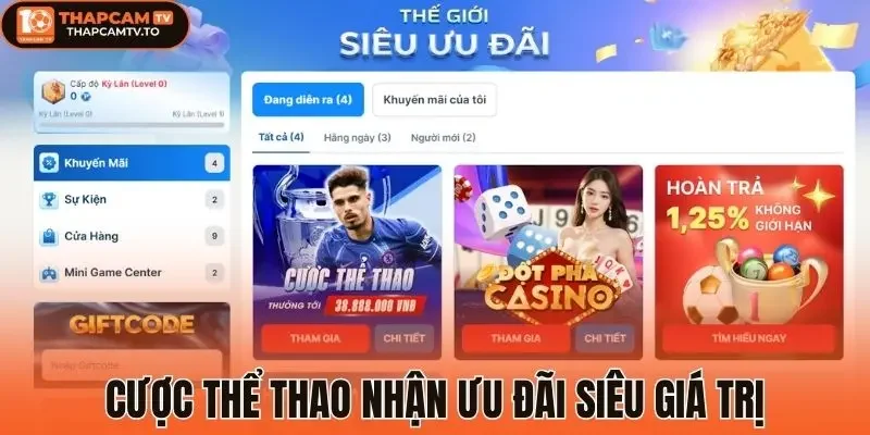 Cược thể thao nhận ưu đãi siêu giá trị