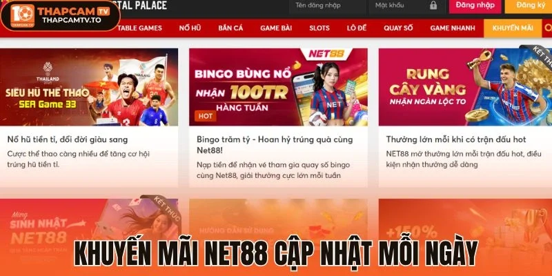 Khuyến mãi Net88 cập nhật mỗi ngày