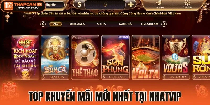 Top khuyến mãi mới nhất tại Nhatvip